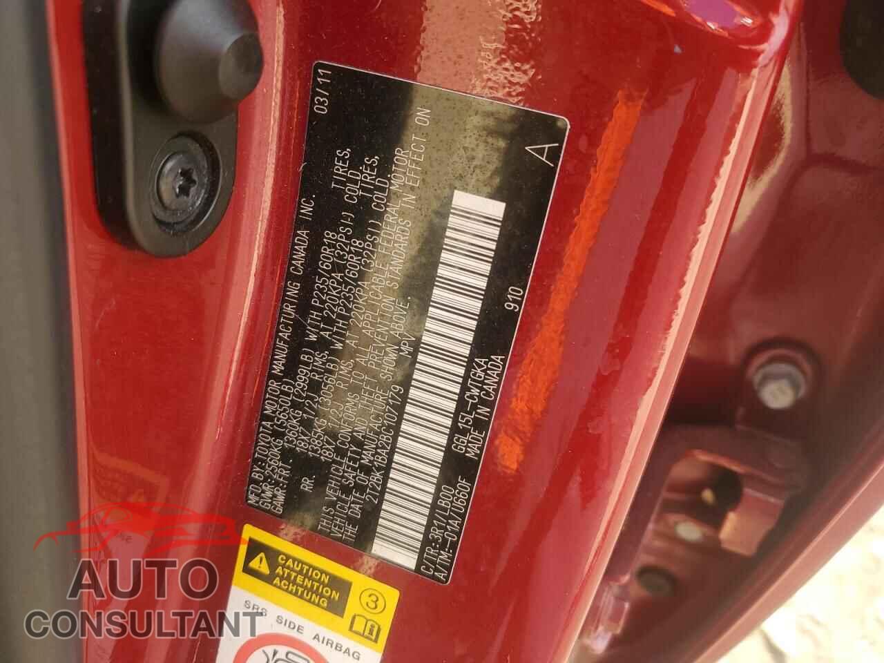 LEXUS RX350 2011 - 2T2BK1BA2BC107179