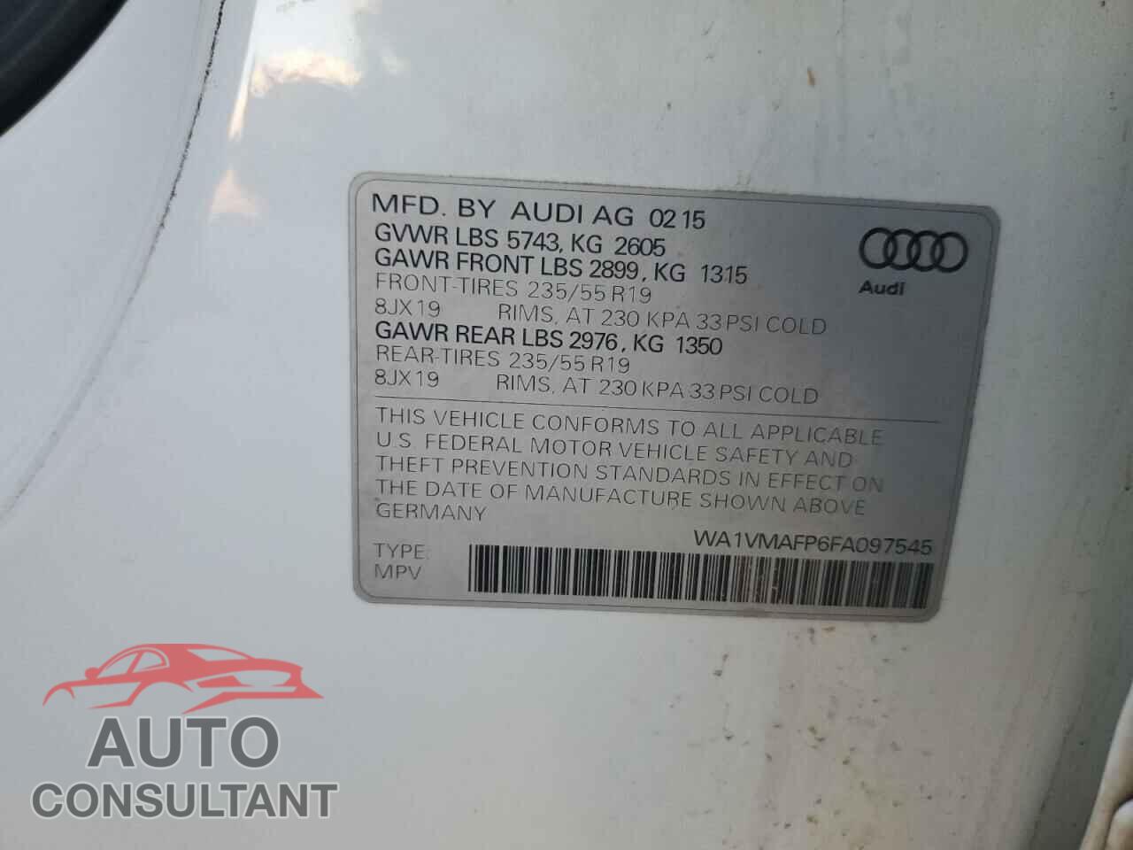 AUDI Q5 2015 - WA1VMAFP6FA097545