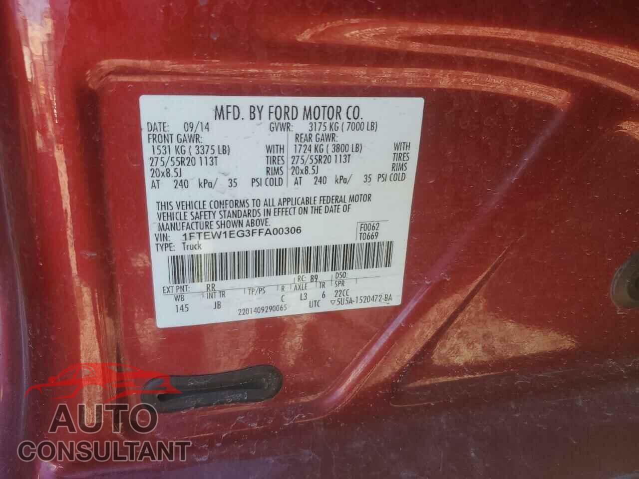 FORD F-150 2015 - 1FTEW1EG3FFA00306