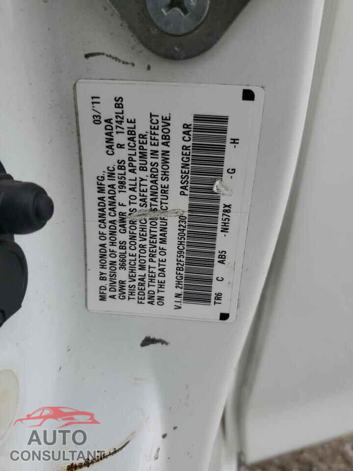 HONDA CIVIC 2012 - 2HGFB2F59CH504230