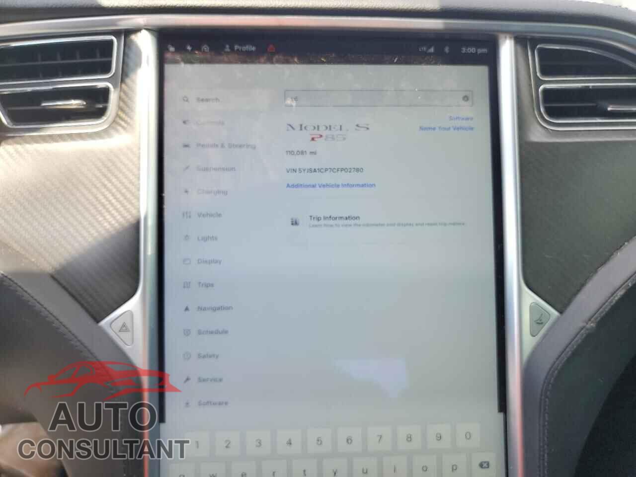 TESLA MODEL S 2012 - 5YJSA1CP7CFP02780