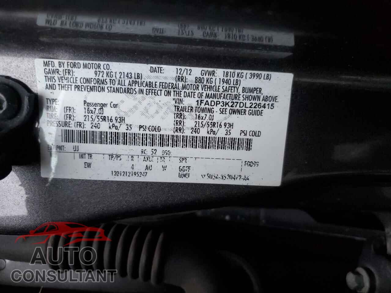 FORD FOCUS 2013 - 1FADP3K27DL226415