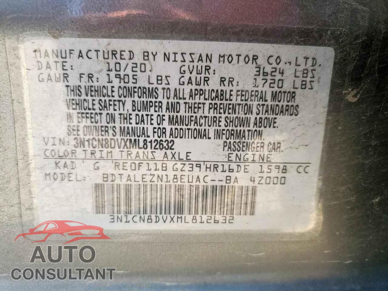 NISSAN VERSA 2021 - 3N1CN8DVXML812632