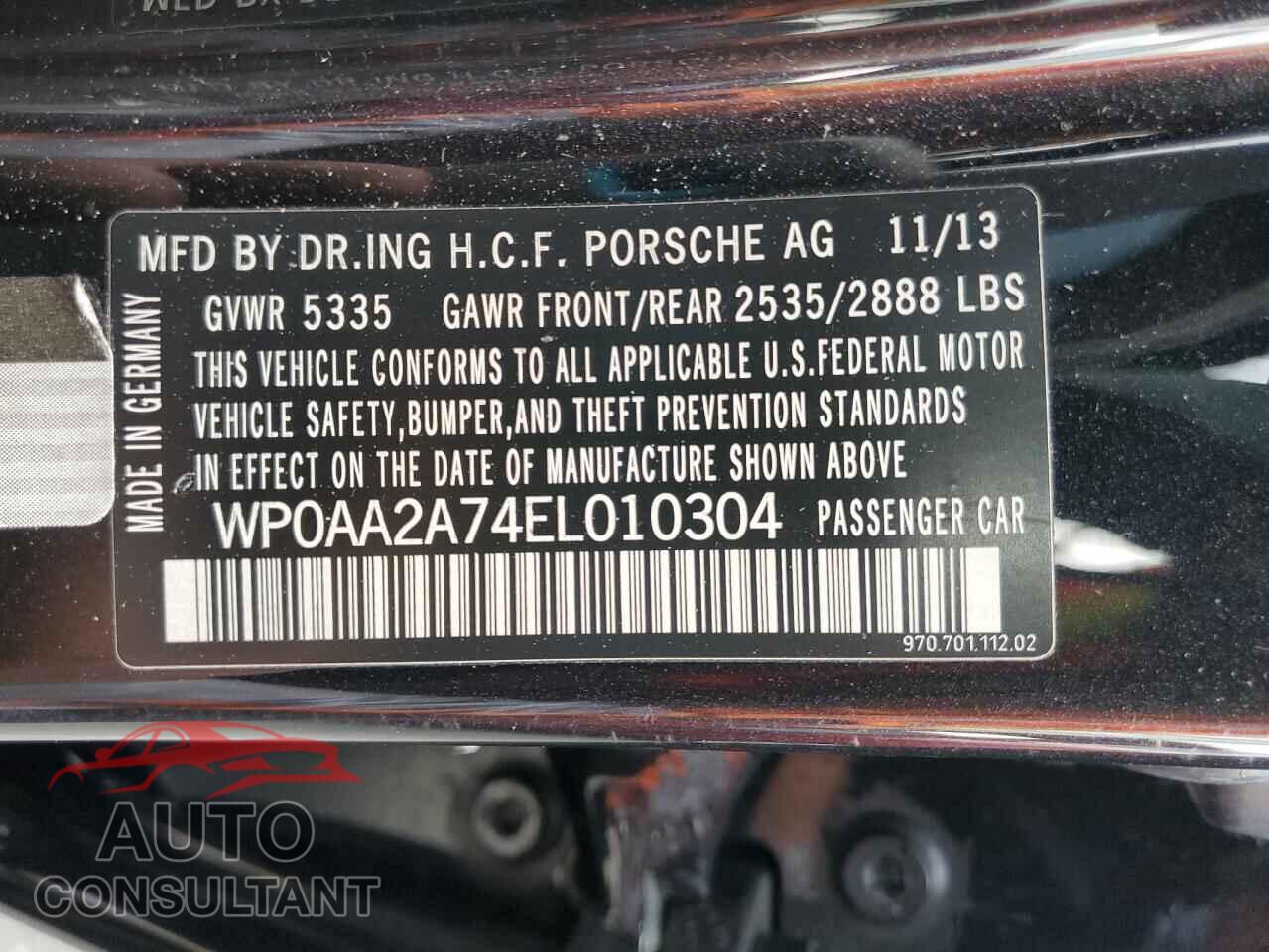 PORSCHE PANAMERA 2014 - WP0AA2A74EL010304