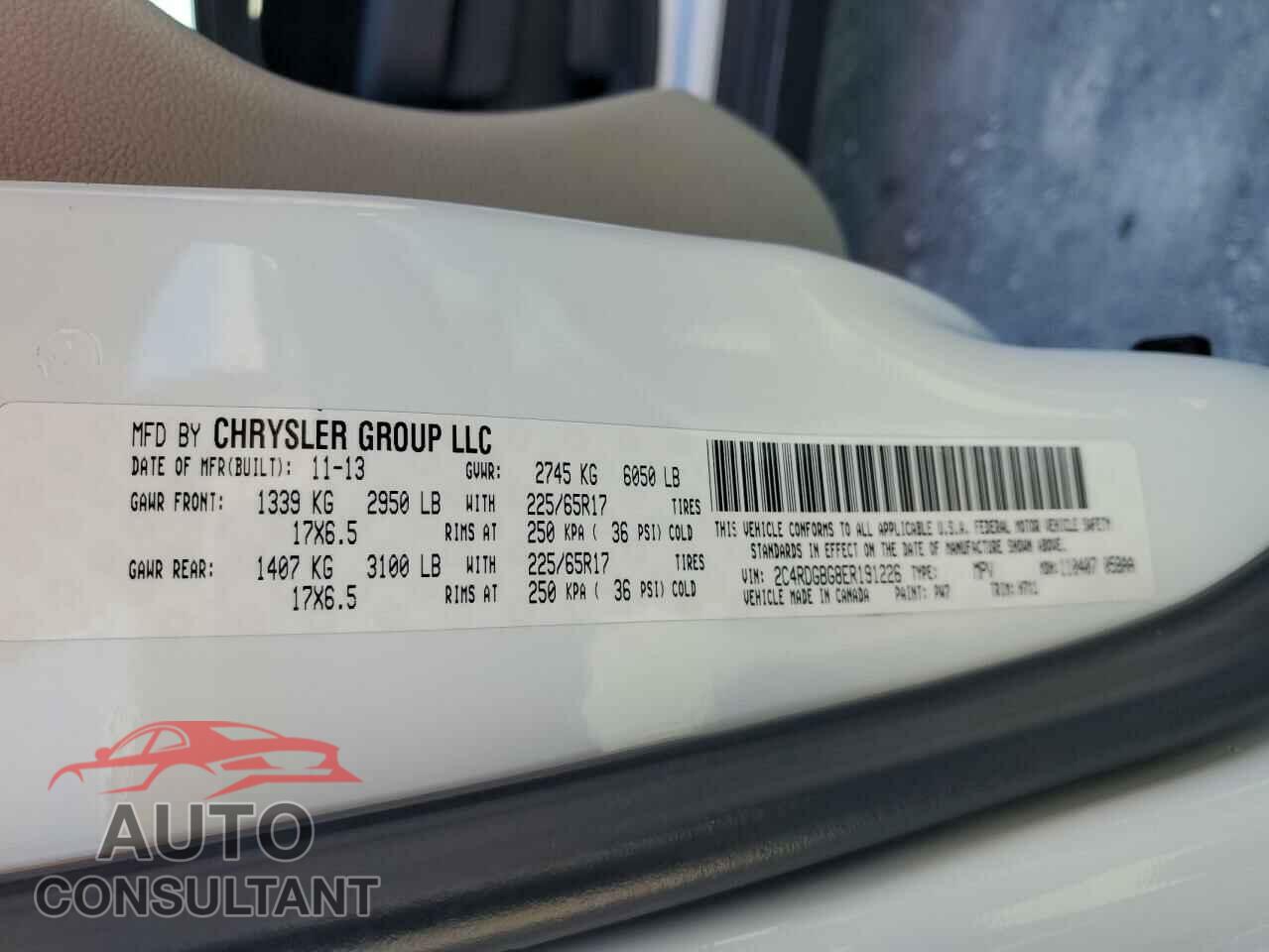 DODGE CARAVAN 2014 - 2C4RDGBG8ER191226