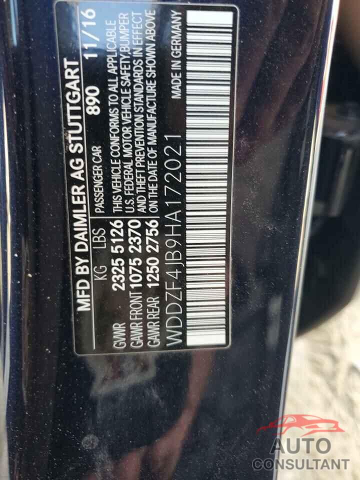 MERCEDES-BENZ E-CLASS 2017 - WDDZF4JB9HA172021