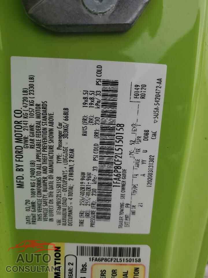 FORD MUSTANG 2020 - 1FA6P8CF2L5150158