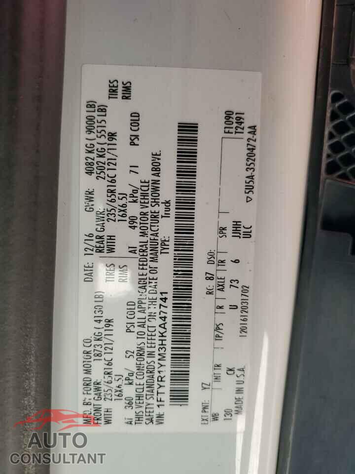 FORD TRANSIT 2017 - 1FTYR1YM3HKA47741