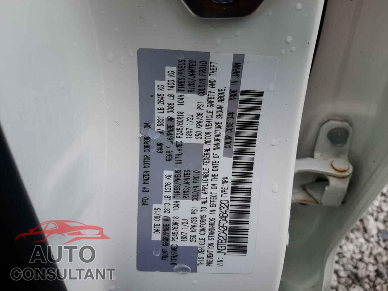 MAZDA CX-9 2015 - JM3TB2CA2F0464320