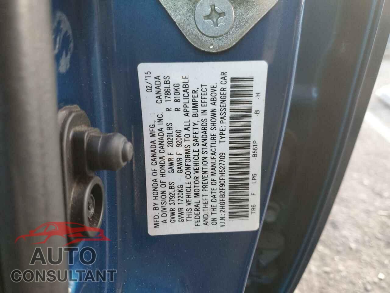 HONDA CIVIC 2015 - 2HGFB2F90FH527709