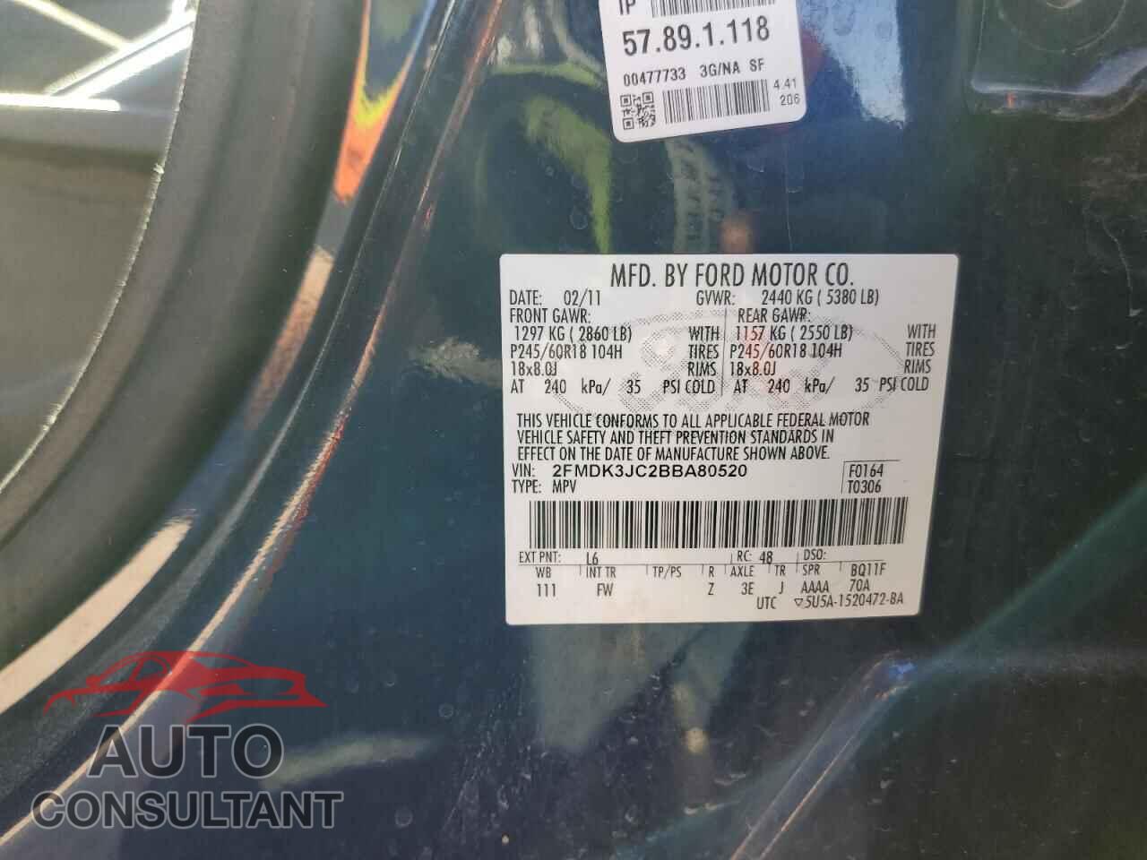 FORD EDGE 2011 - 2FMDK3JC2BBA80520