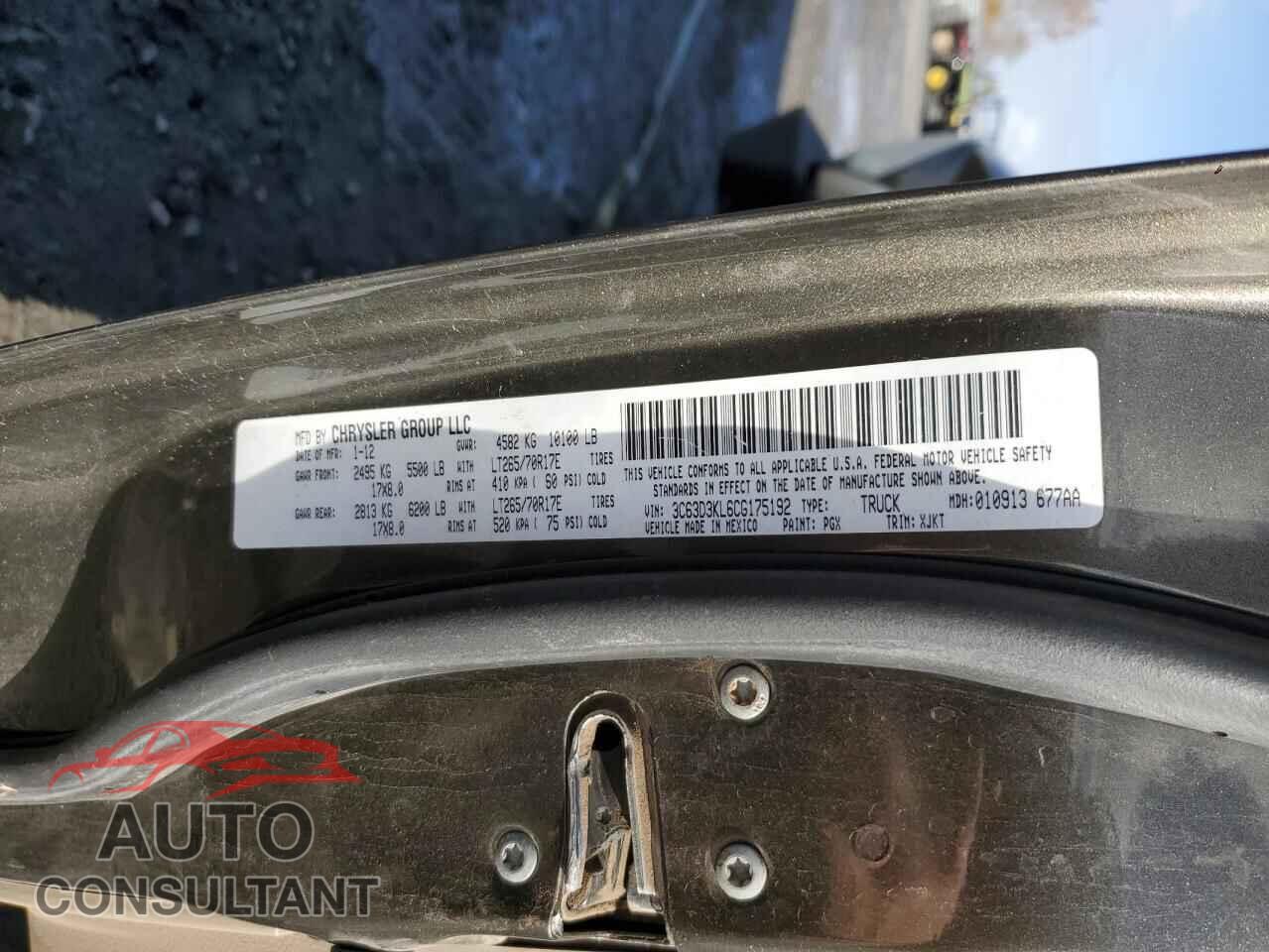 DODGE RAM 3500 2012 - 3C63D3KL6CG175192
