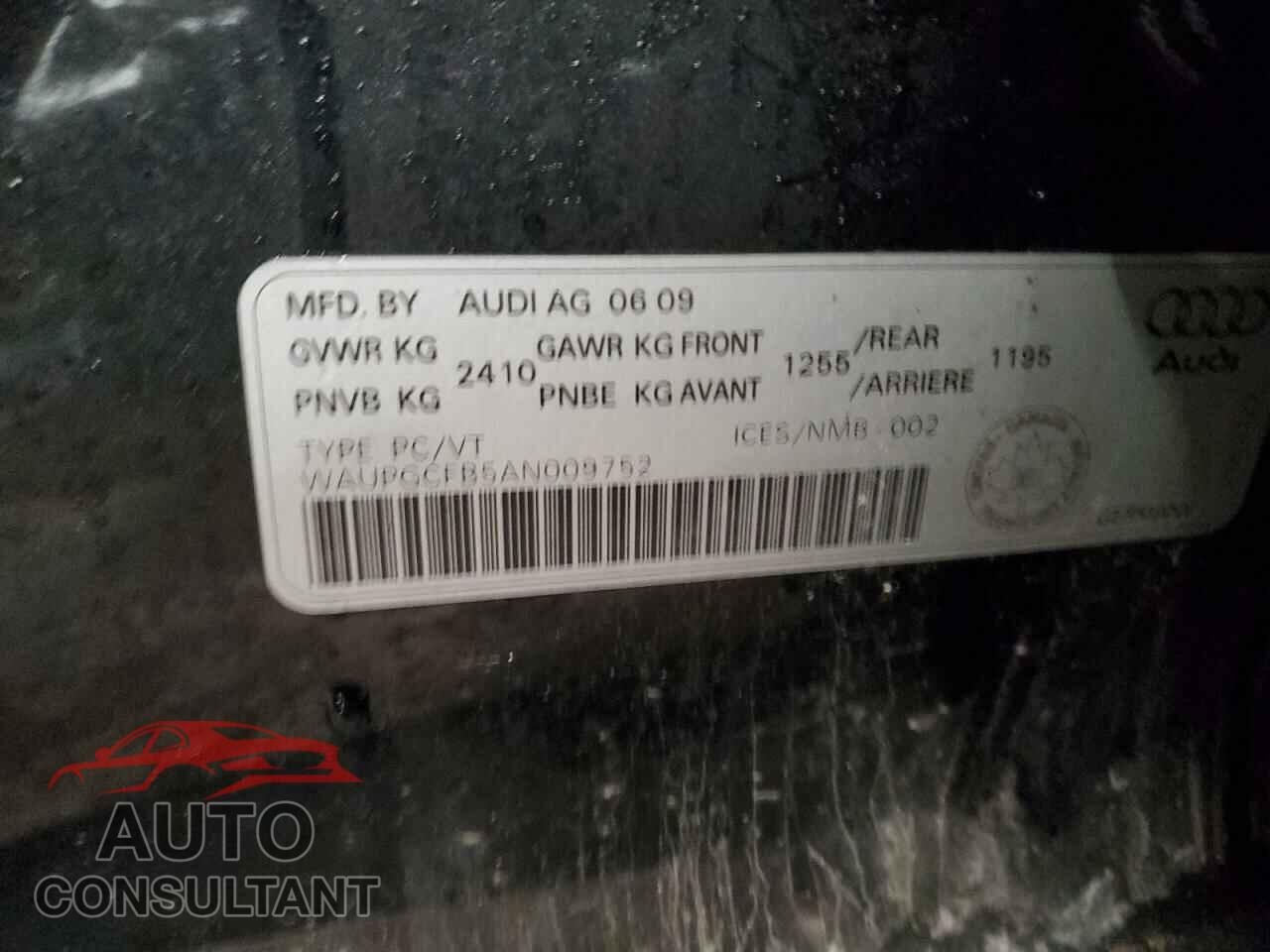 AUDI A6 2010 - WAUPGCFB5AN009752