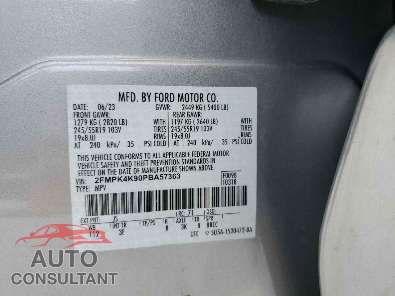 FORD EDGE 2023 - 2FMPK4K90PBA57363