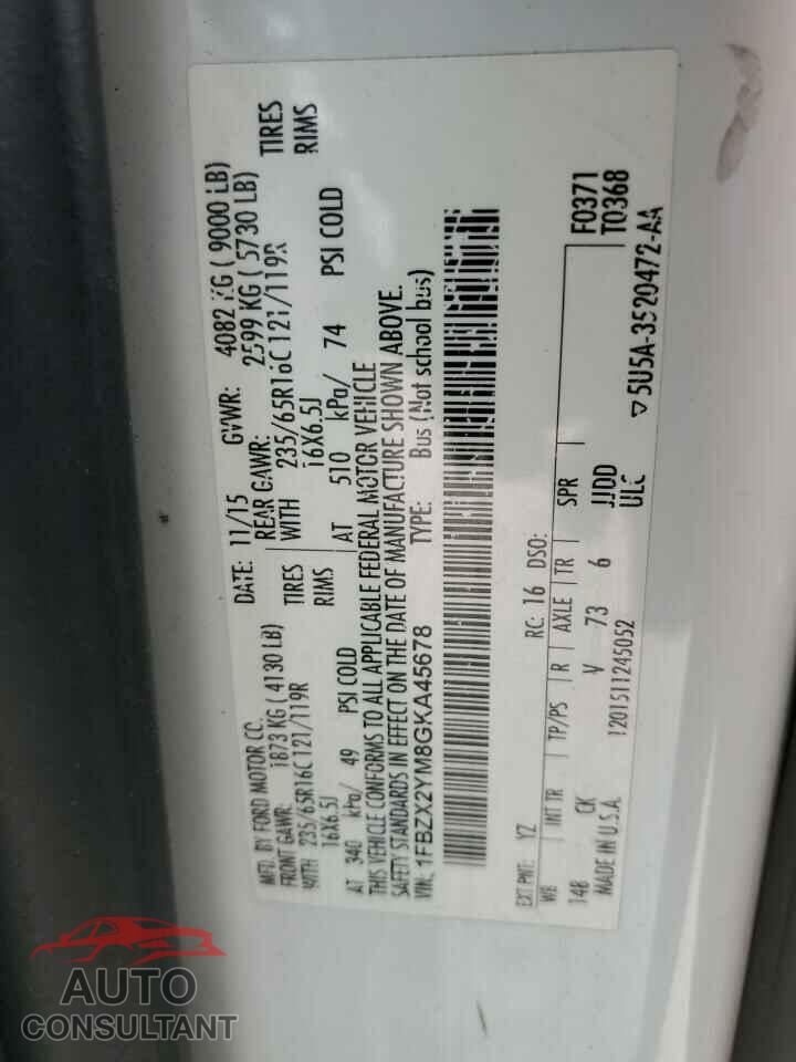 FORD TRANSIT 2016 - 1FBZX2YM8GKA45678