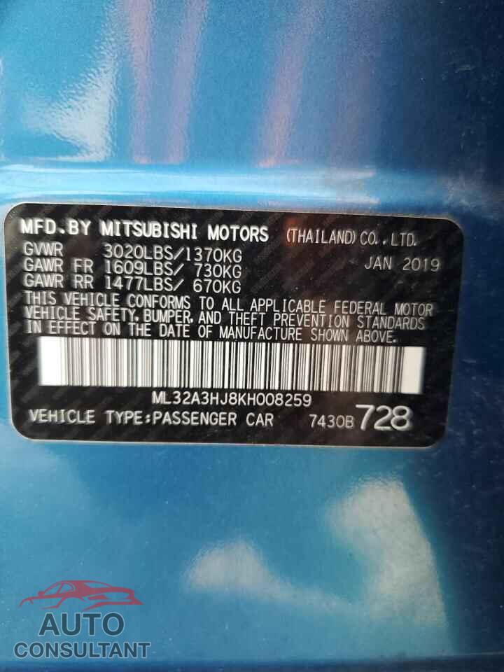 MITSUBISHI MIRAGE 2019 - ML32A3HJ8KH008259
