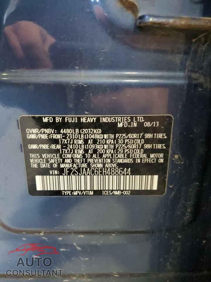 SUBARU FORESTER 2014 - JF2SJAAC6EH488644