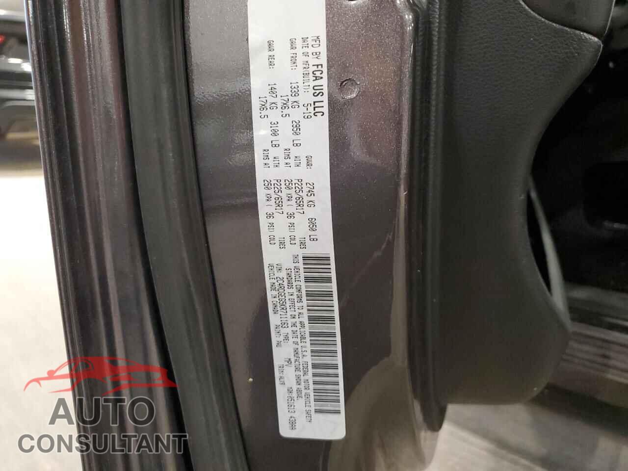 DODGE CARAVAN 2019 - 2C4RDGEG5KR711163