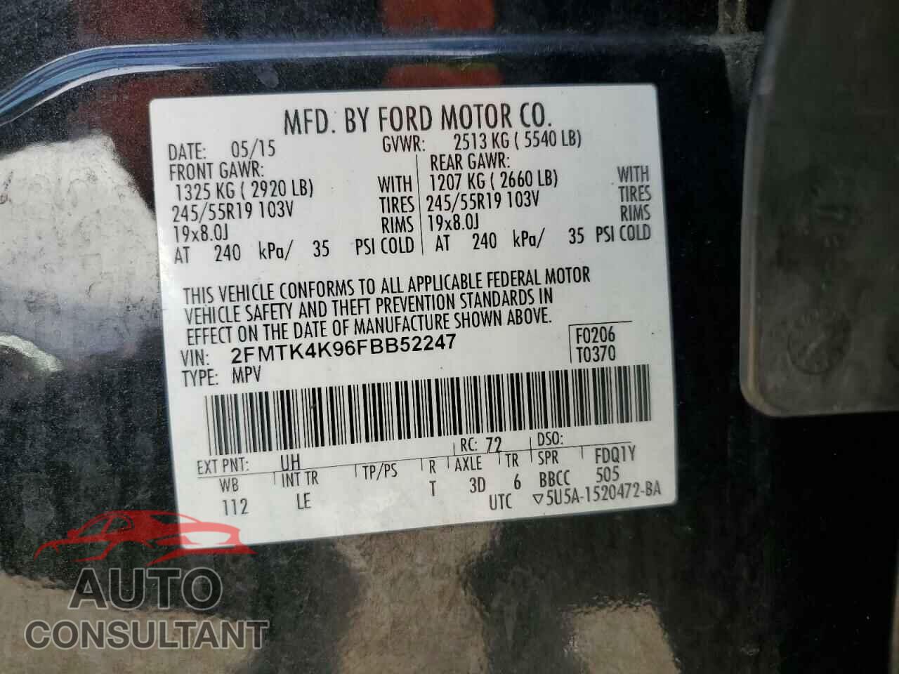 FORD EDGE 2015 - 2FMTK4K96FBB52247