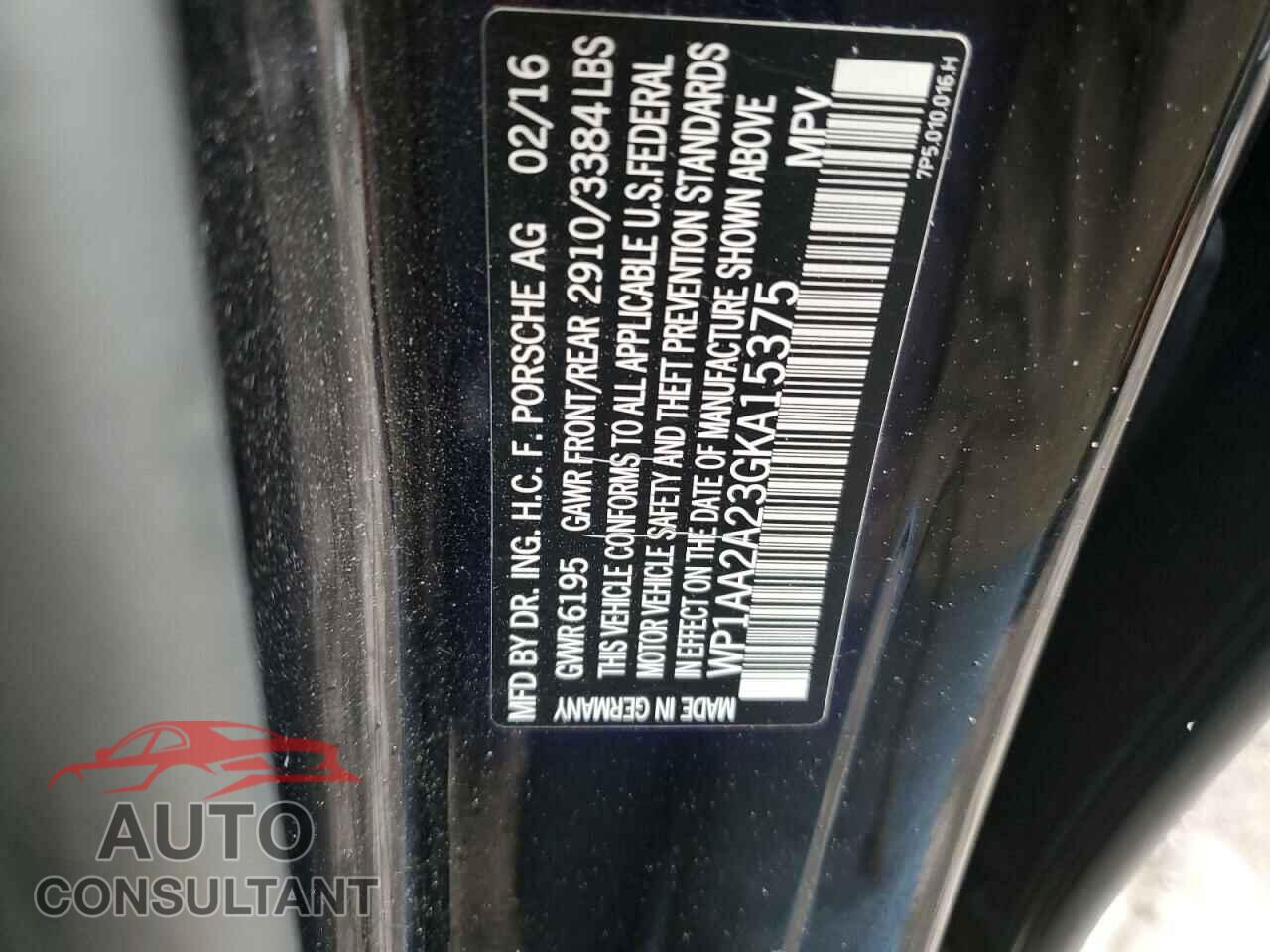 PORSCHE CAYENNE 2016 - WP1AA2A23GKA15375