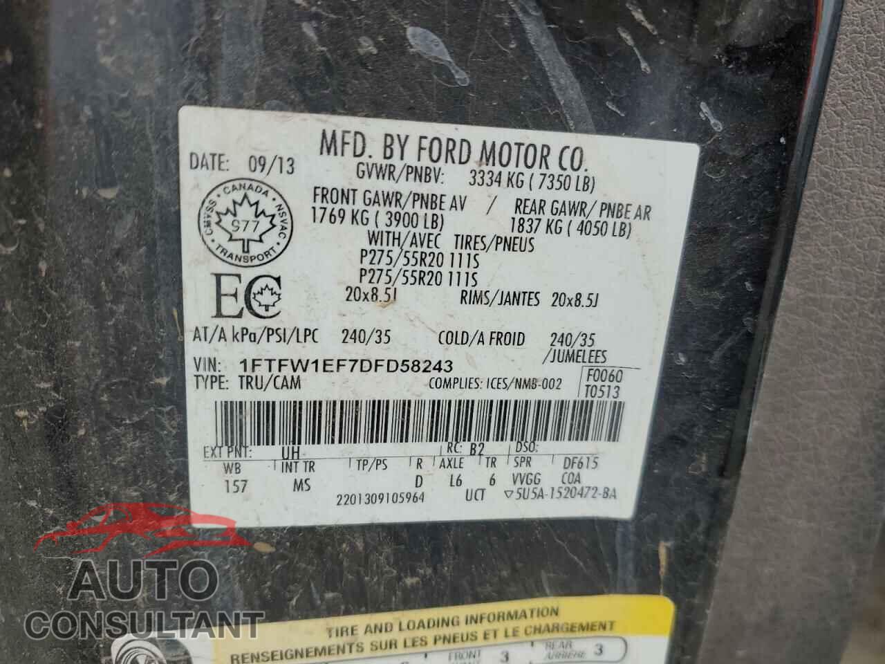 FORD F-150 2013 - 1FTFW1EF7DFD58243
