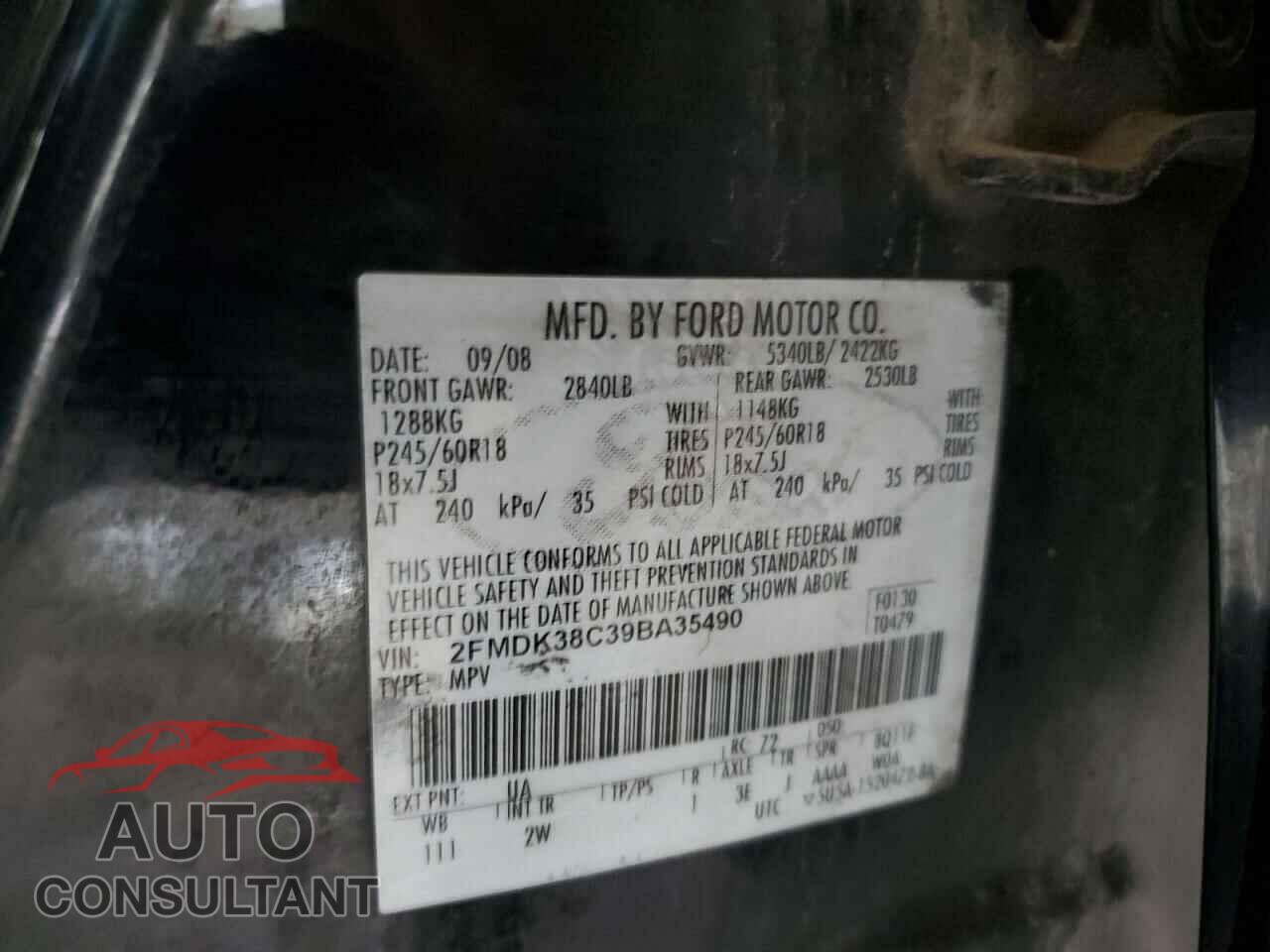 FORD EDGE 2009 - 2FMDK38C39BA35490