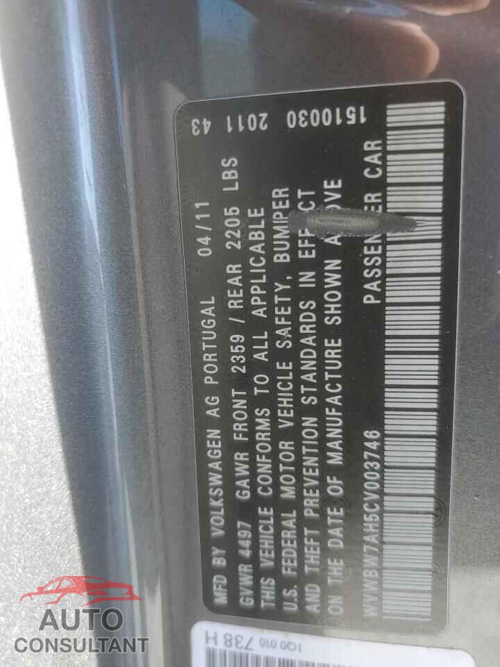 VOLKSWAGEN EOS 2012 - WVWBW7AH5CV003746