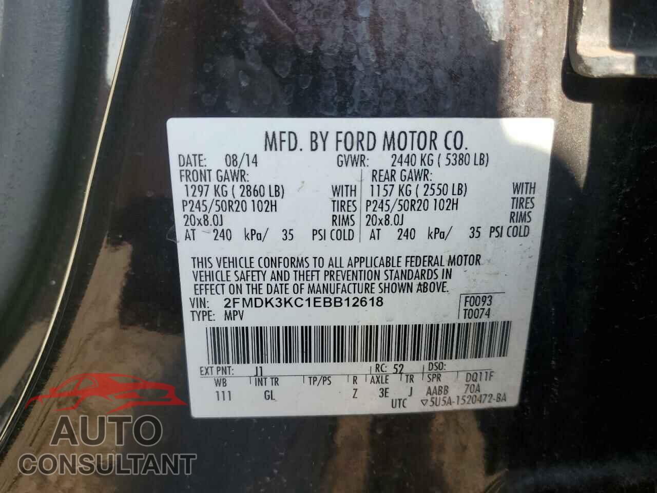 FORD EDGE 2014 - 2FMDK3KC1EBB12618