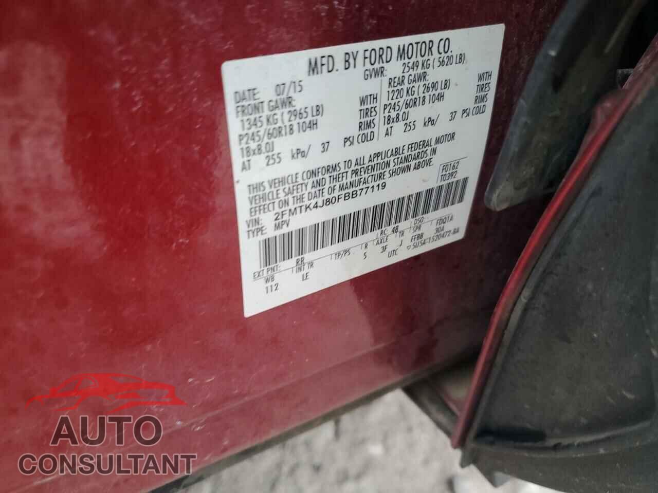 FORD EDGE 2015 - 2FMTK4J80FBB77119