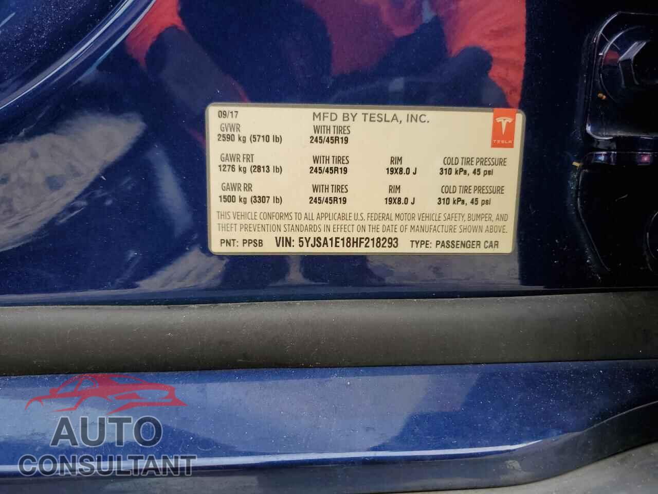 TESLA MODEL S 2017 - 5YJSA1E18HF218293