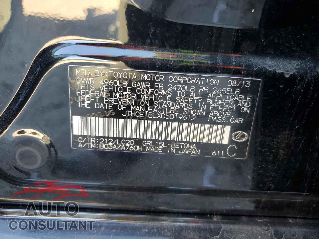 LEXUS GS350 2013 - JTHCE1BLXD5019612