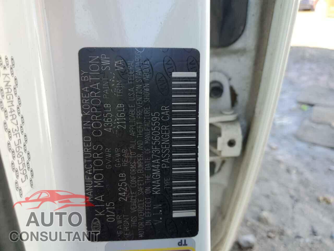 KIA OPTIMA 2015 - KNAGM4A73F5605595