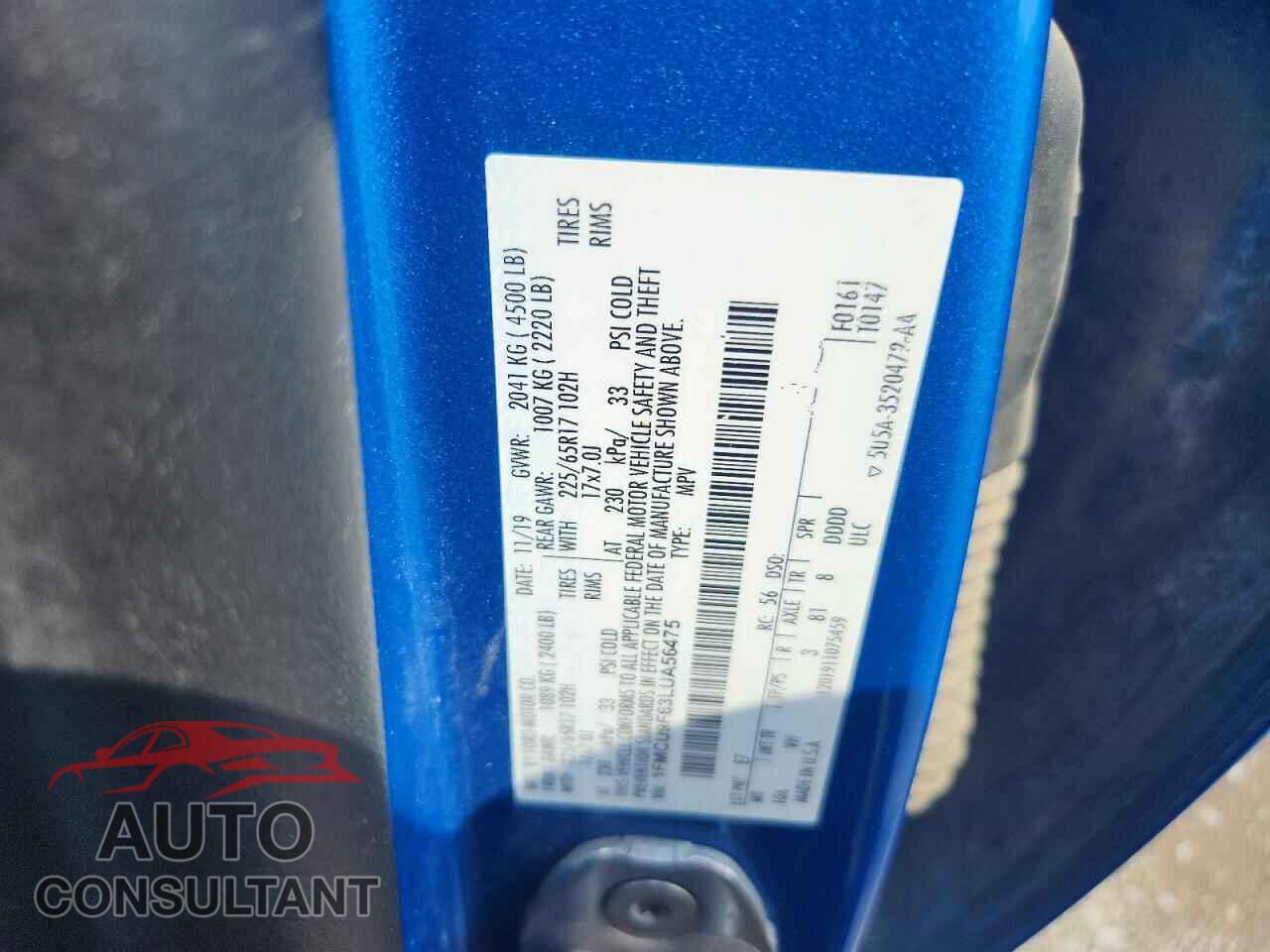 FORD ESCAPE 2020 - 1FMCU9F63LUA56475