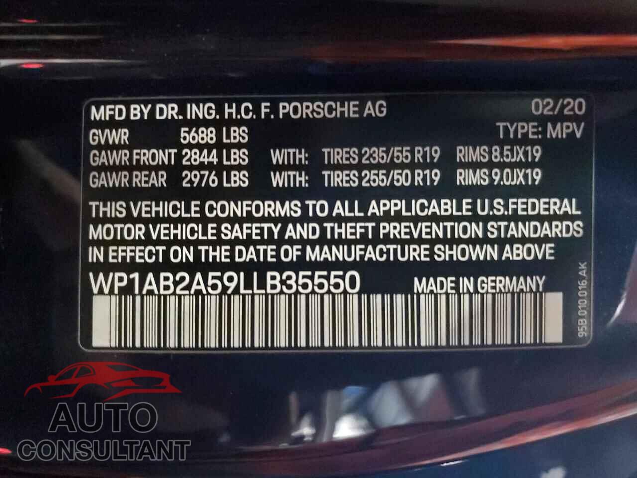PORSCHE MACAN 2020 - WP1AB2A59LLB35550