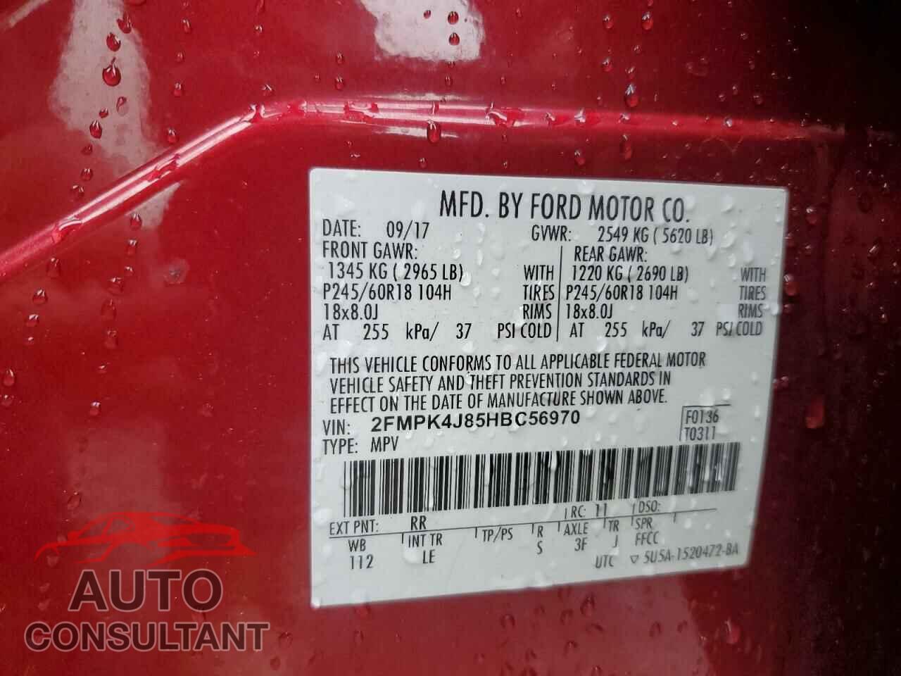 FORD EDGE 2017 - 2FMPK4J85HBC56970