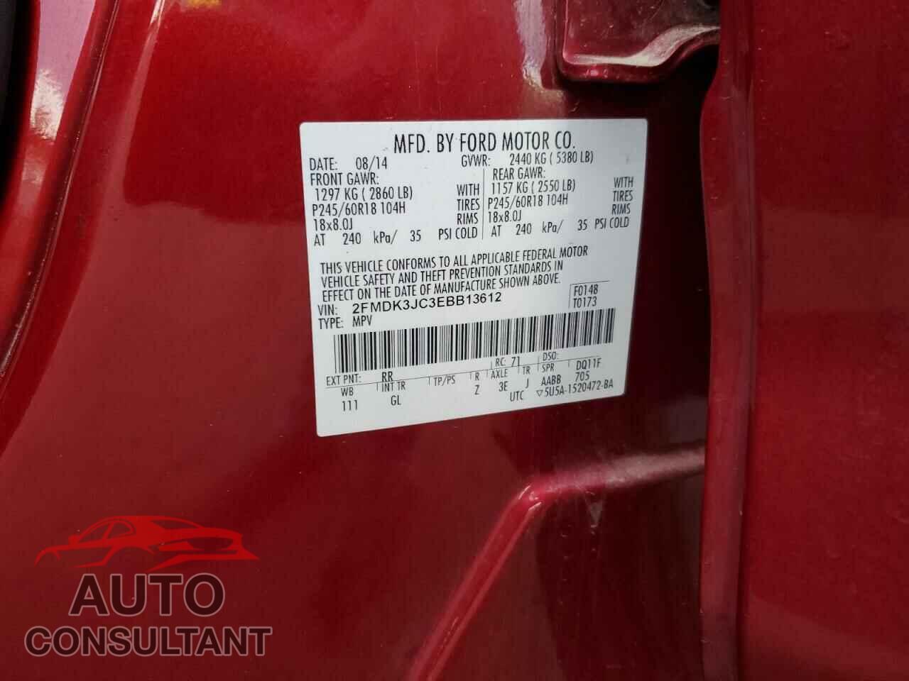 FORD EDGE 2014 - 2FMDK3JC3EBB13612