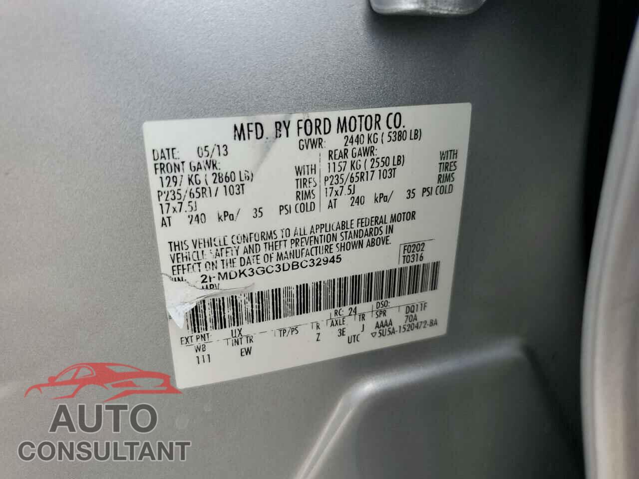FORD EDGE 2013 - 2FMDK3GC3DBC32945