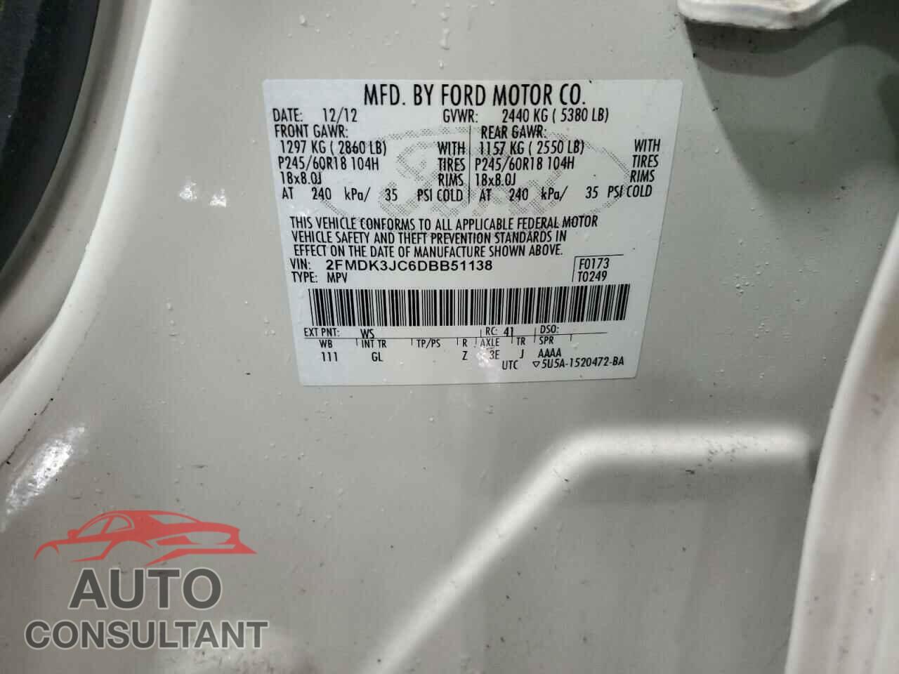 FORD EDGE 2013 - 2FMDK3JC6DBB51138