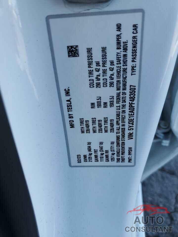 TESLA MODEL 3 2023 - 5YJ3E1EA0PF483507