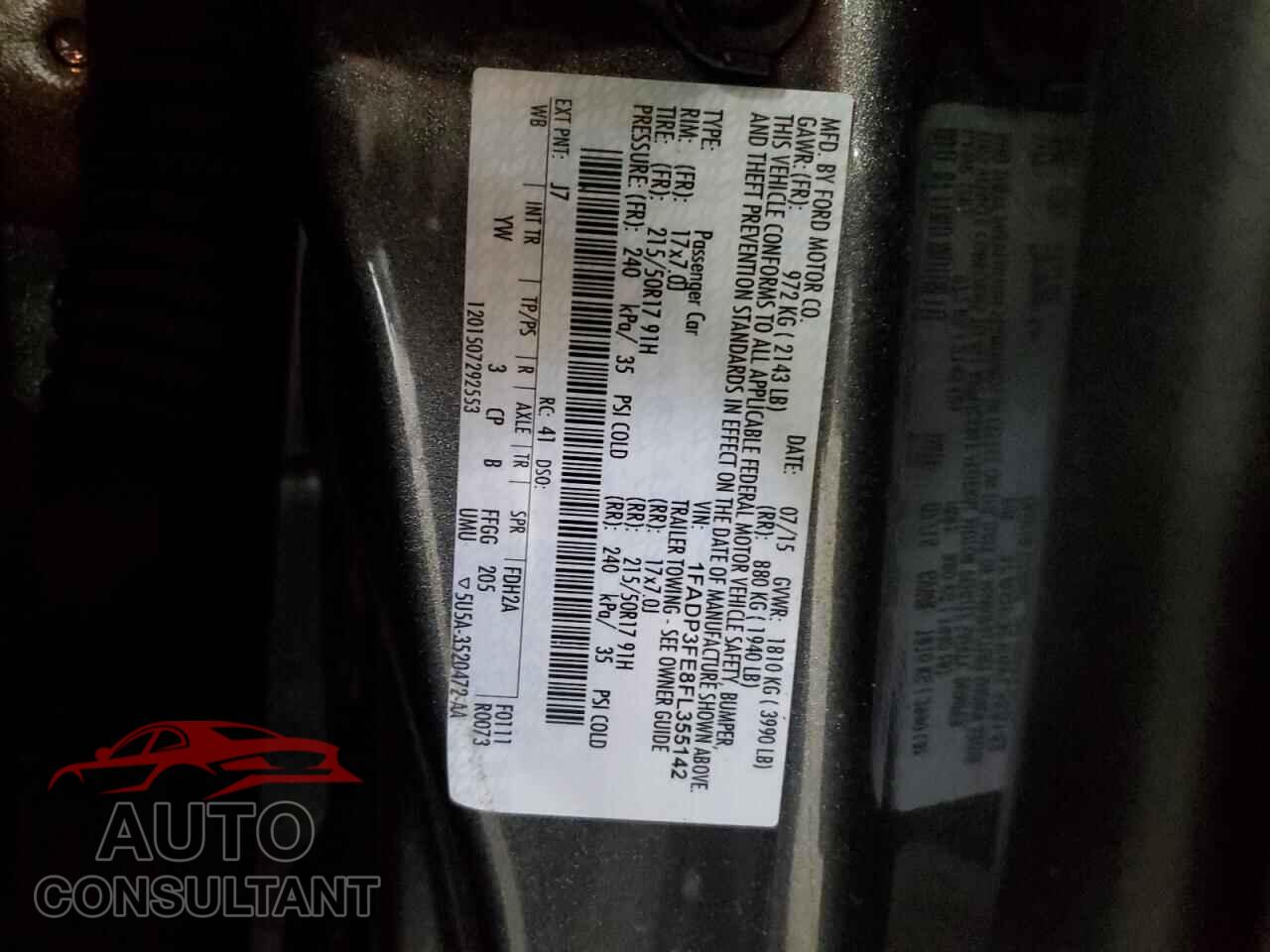 FORD FOCUS 2015 - 1FADP3FE8FL355142