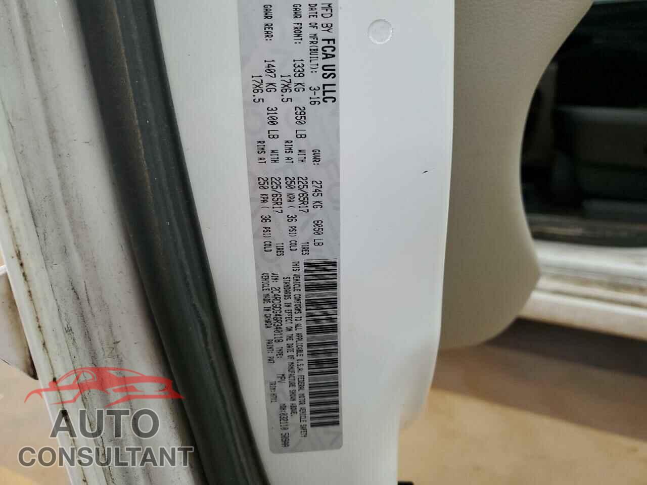 DODGE CARAVAN 2016 - 2C4RDGCG4GR340118