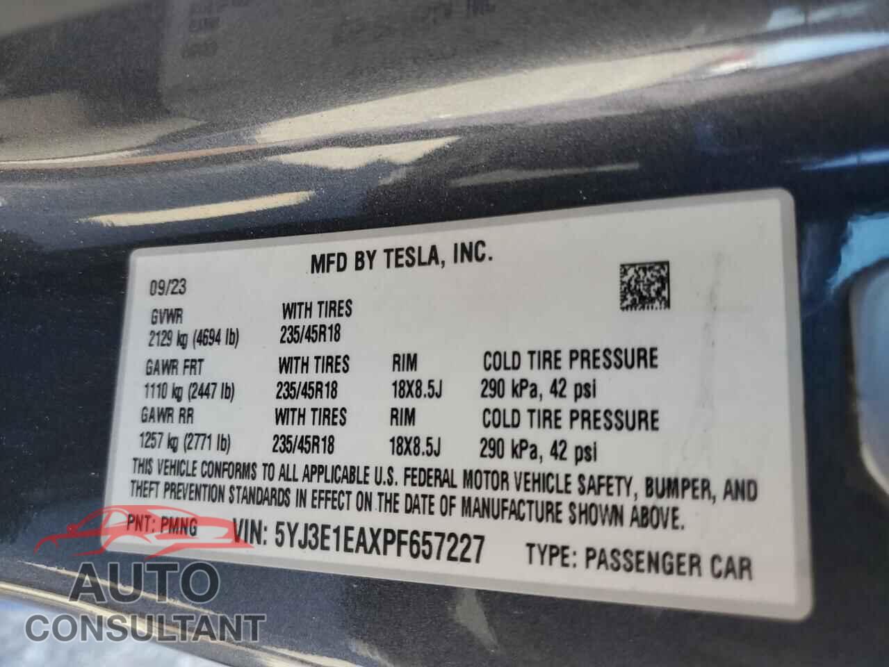 TESLA MODEL 3 2023 - 5YJ3E1EAXPF657227