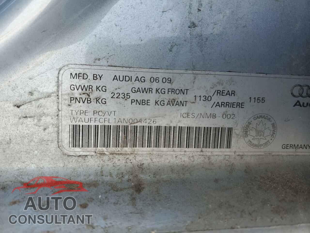 AUDI A4 2010 - WAUFFCFL1AN004426