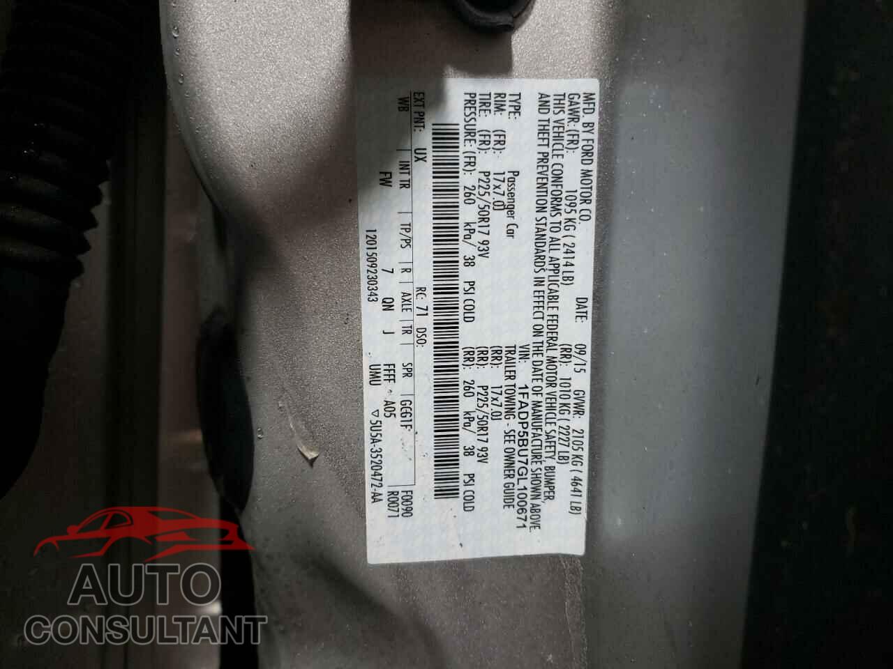 FORD CMAX 2016 - 1FADP5BU7GL100671