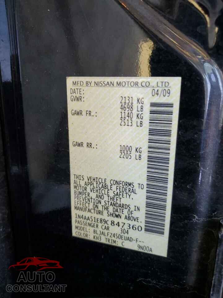 NISSAN MAXIMA 2009 - 1N4AA51E89C847360