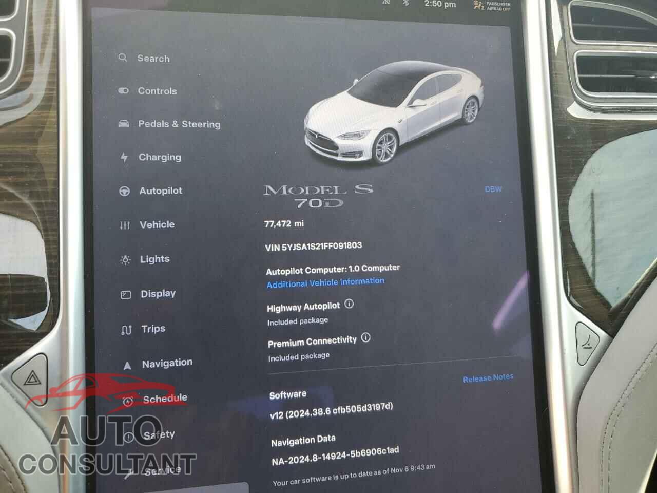 TESLA MODEL S 2015 - 5YJSA1S21FF091803