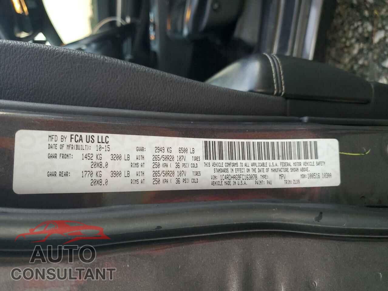 DODGE DURANGO 2015 - 1C4RDHAG9FC163078