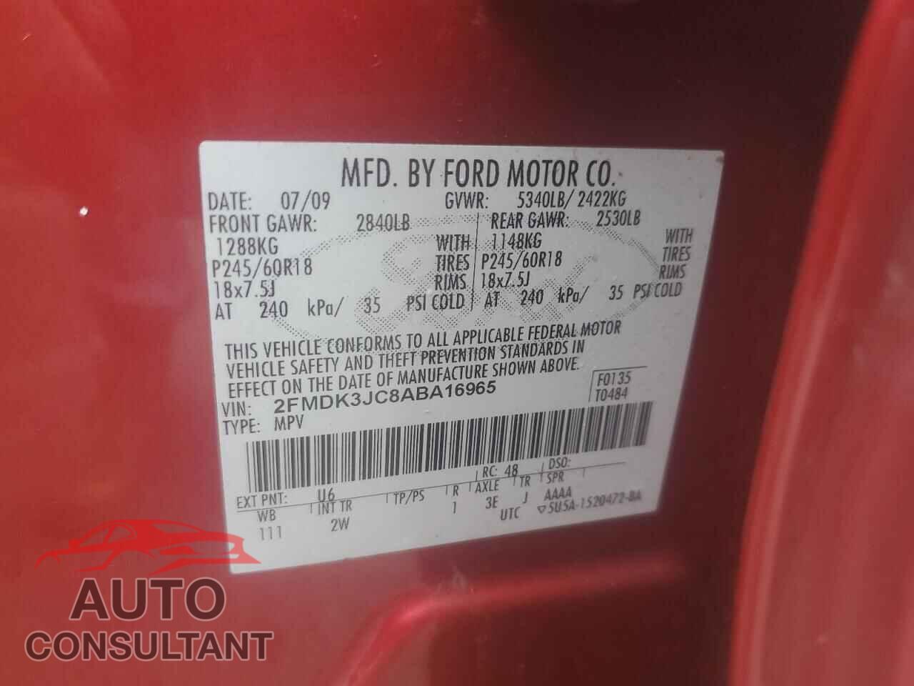FORD EDGE 2010 - 2FMDK3JC8ABA16965