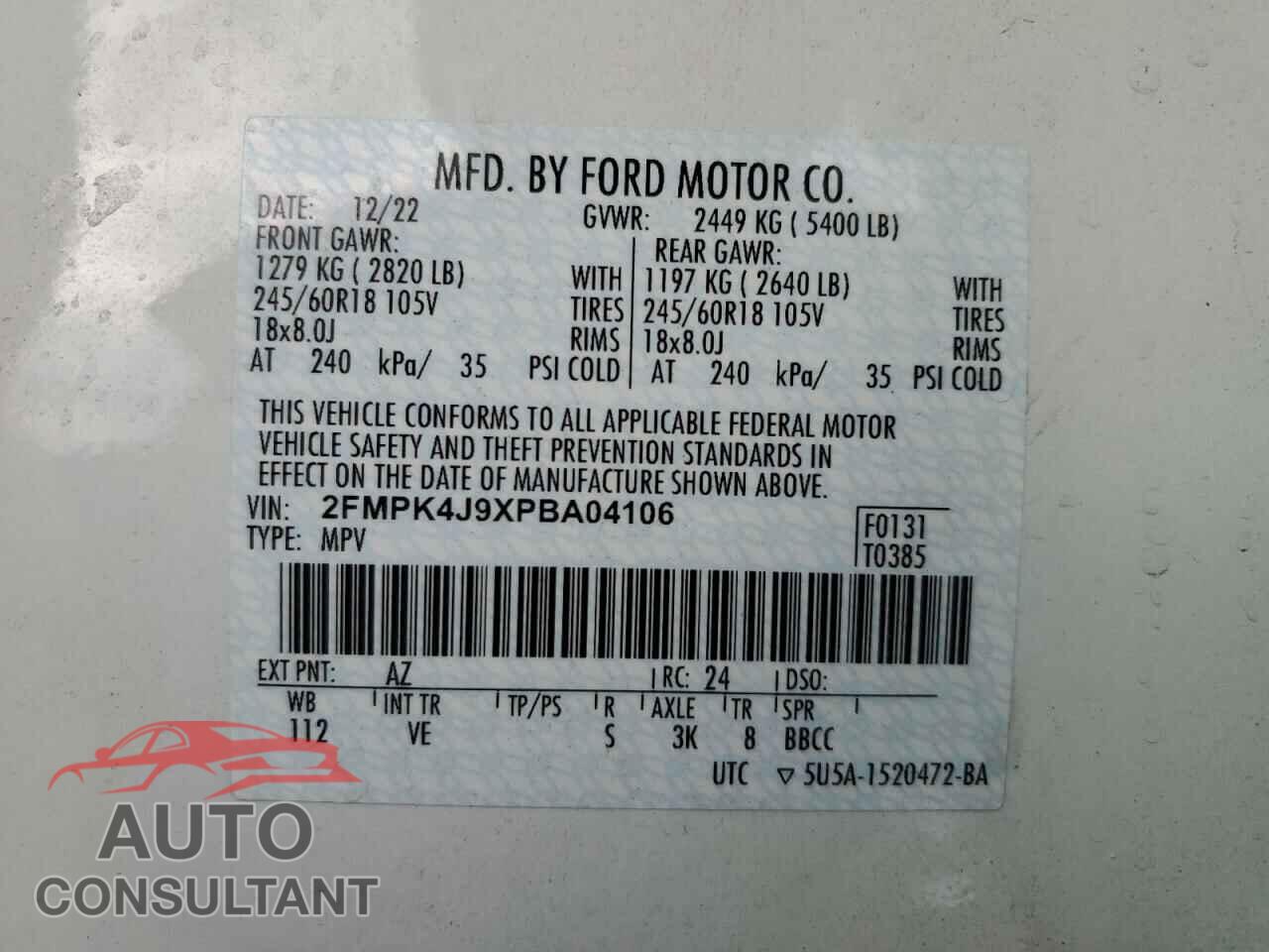 FORD EDGE 2023 - 2FMPK4J9XPBA04106