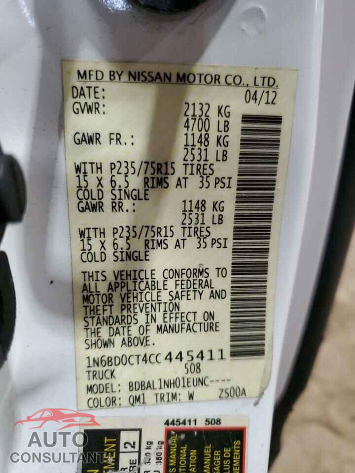 NISSAN FRONTIER 2012 - 1N6BD0CT4CC445411